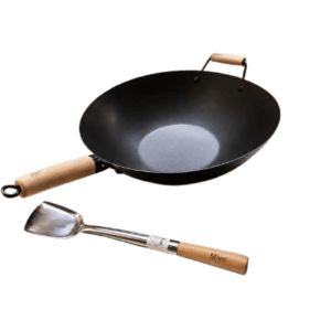tasko grill wok serpenyo es lapat szett fa nyellel